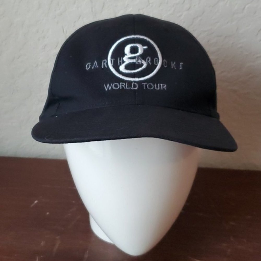 VTG Garth Brooks World Tour black cap baseball Hat snap back
